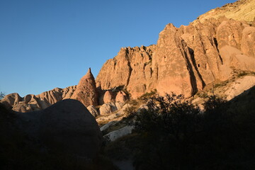 Volcanic Rock Formations and Cave Houses in Cappadocia, Turkey