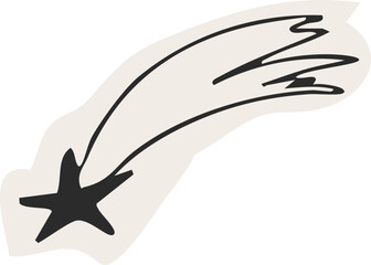 Space galaxy with alien, meteor, planets and spaceship line sketch doodle