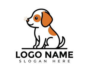 Whimsical dog logo isolated on white background featuring a cartoonish dog face with mismatched eyes and a playful expression, ideal for petrelated businesses and services in a fun design