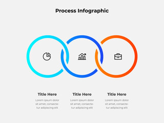 Circular Process Infographic with 3 Steps. Minimal Line Diagram for Business Strategy, Planning, and Teamwork Concept