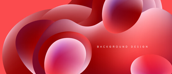 Abstract fluid shapes, vibrant red hues, smooth gradients. Modern design element, dynamic composition, visually appealing background.