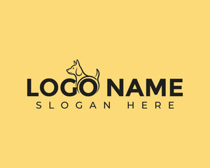 A minimalist logo design featuring a dog outline, perfect for a modern petrelated startup, online pet supply store, or innovative animal care service, conveying simplicity