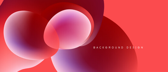Abstract design features overlapping circles, gradients. Red, purple hues create dynamic visual effect. Modern background texture.