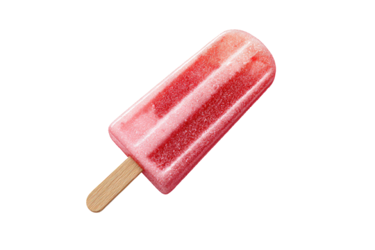 Red, frozen popsicle on a stick, isolated