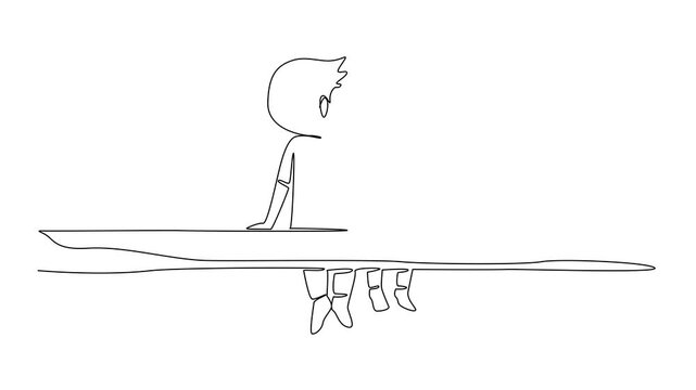 Self drawing animation of single continuous line drawing two brothers boys sitting on the wood. Always look after the younger sibling with love. Loving. Caring. Day of Brother. Full length animated