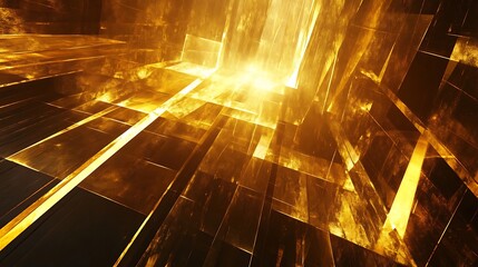 Golden Light Corridor Abstract Geometry 