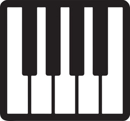 Piano keyboard icon in silhouette style for music, instruments, and creative design projects.
