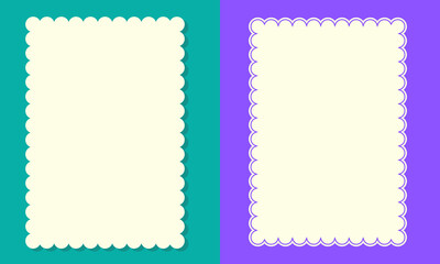 Two Minimal Rectangular Layouts With Wavy Edges On Teal And Purple Background