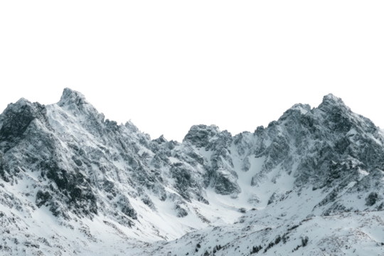 Snowy mountain peaks against a stark, contrasting sky