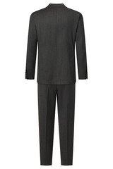 Back view of charcoal gray wool suit with jacket and trousers