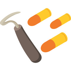 An Illustrated Medical Syringe with Three Orange and Yellow Capsules on a Clean White Background