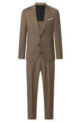 Mens formal suit in light brown classic style isolated on white background