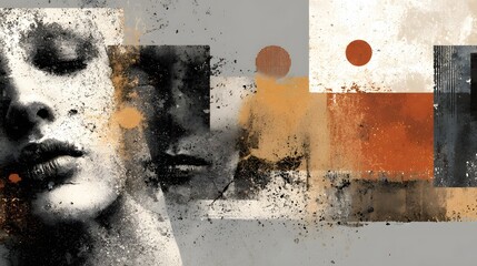 An evocative abstract portrait a collage of moody textures soft forms and a contemplative expression that invites the viewer to interpret the emotions behind the fragmented ethereal visage