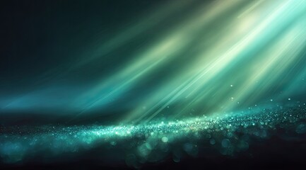 Teal & gold light beams on a sparkling surface