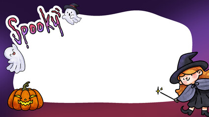 cute Halloween witches frame illustration