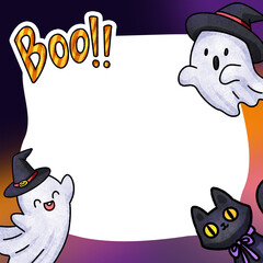cute Halloween witches frame illustration