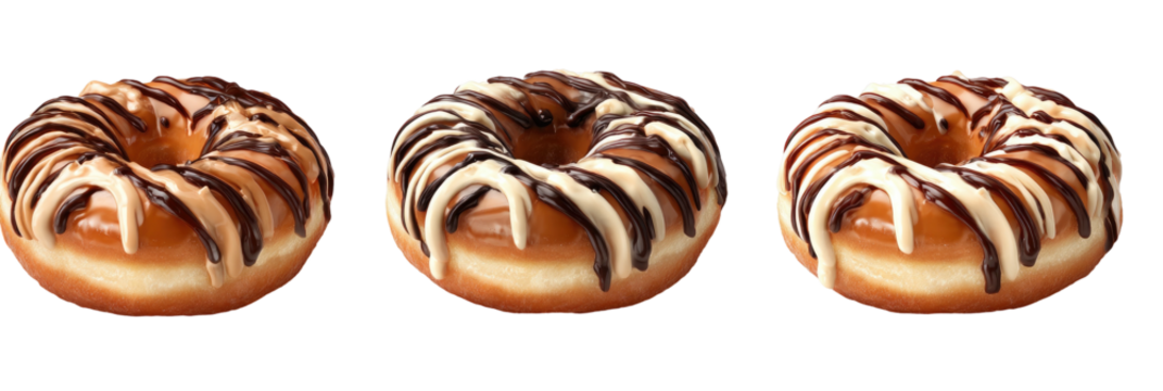 Three ring donuts with striped glaze.