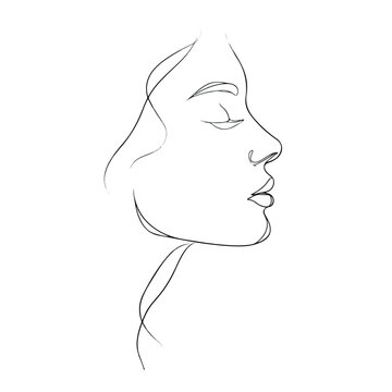 Elegant profile portrait in continuous line art