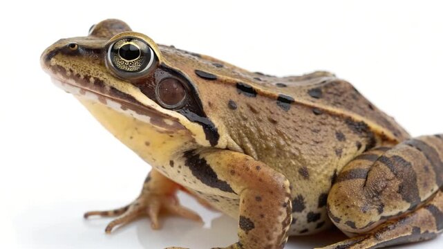 wood frog isolated on white background video