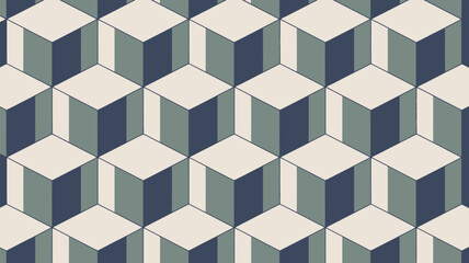 Obraz premium Geometric pattern of cubes in shades of blue and beige creating an optical illusion background effect