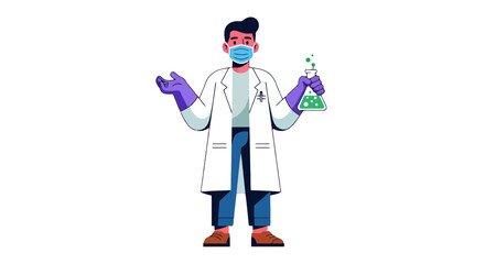 A Scientific Practitioner Demonstrating Chemistry Concepts With Chemical Solutions and Protective