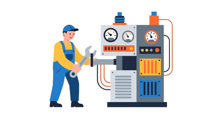 A Skilled Technician Performing Maintenance Repair On Industrial Machinery In A Workshop