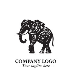 Obraz premium Majestic Elephant Logo Symbol in Black on White Background with Elegant Minimalist Modern Design