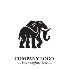 Obraz premium Majestic Elephant Logo Symbol in Black on White Background with Elegant Minimalist Modern Design