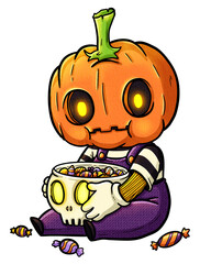 Jack-o'-lantern cartoon illustration