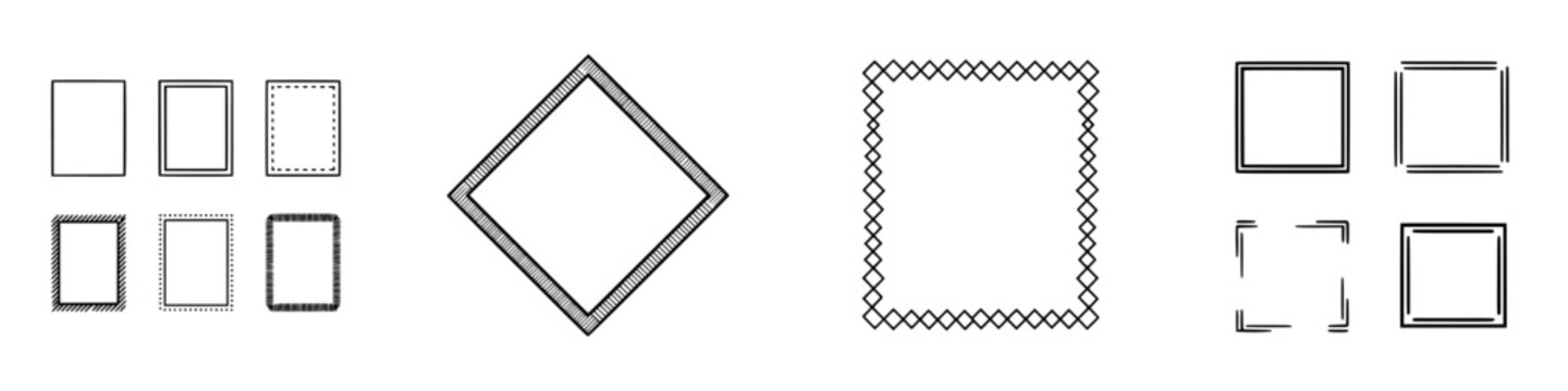 Various black and white geometric frame and border design elements
