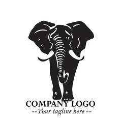 Obraz premium Majestic Elephant Logo Symbol in Black on White Background with Elegant Minimalist Modern Design
