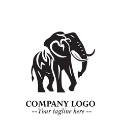 Majestic Elephant Logo Symbol in Black on White Background with Elegant Minimalist Modern Design