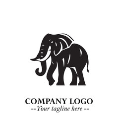 Majestic Elephant Logo Symbol in Black on White Background with Elegant Minimalist Modern Design