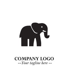 Majestic Elephant Logo Symbol in Black on White Background with Elegant Minimalist Modern Design