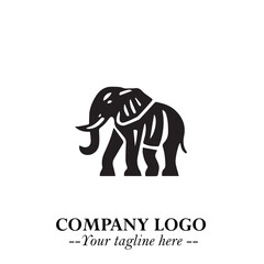 Majestic Elephant Logo Symbol in Black on White Background with Elegant Minimalist Modern Design