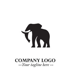 Majestic Elephant Logo Symbol in Black on White Background with Elegant Minimalist Modern Design