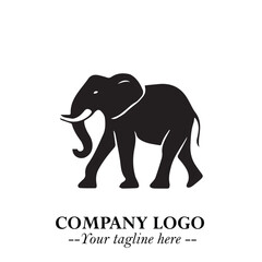 Majestic Elephant Logo Symbol in Black on White Background with Elegant Minimalist Modern Design