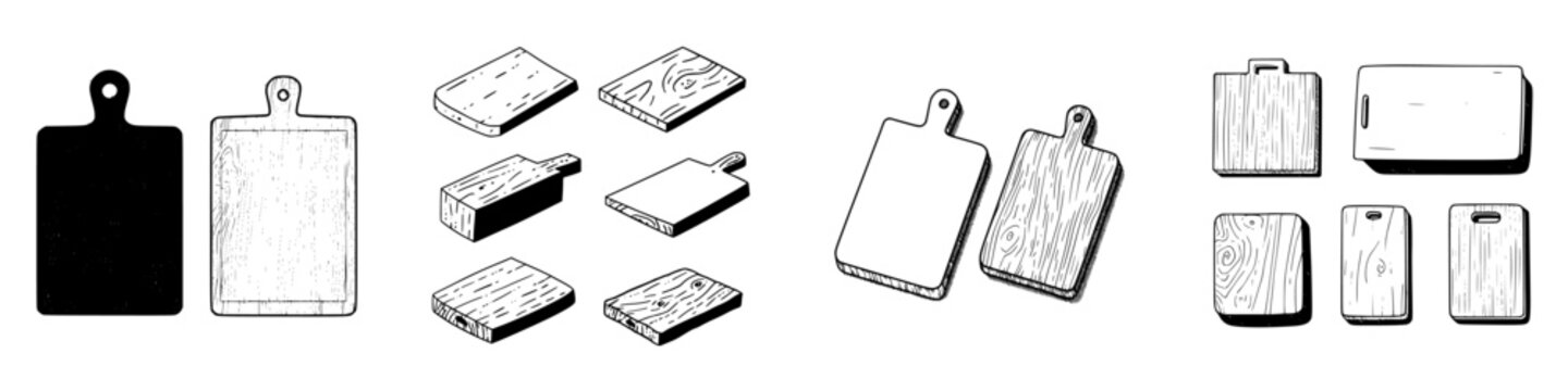 Collection of wooden cutting boards and serving platters in various styles