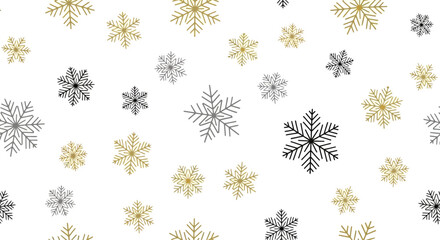 Elegant Snowflake Pattern with Gold and Black Accents for Christmas and Winter Designs