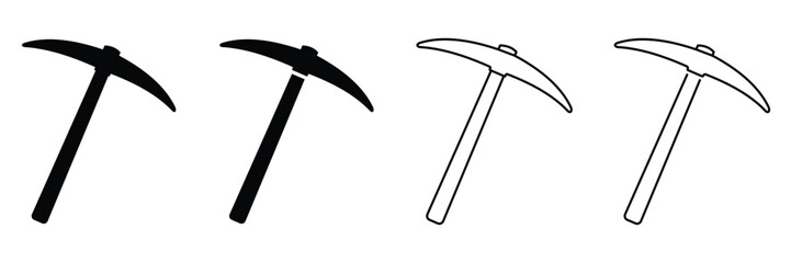 Set of Mining Pickaxe Icons — Hand Drawn Geological and Construction Tools Vector Collection