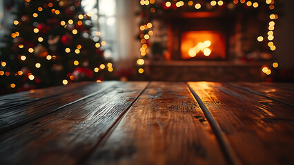 christmas tree on the wooden table
