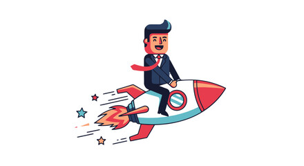 Business Leader Launching A Rocket Ship Towards Success And Corporate Advancement