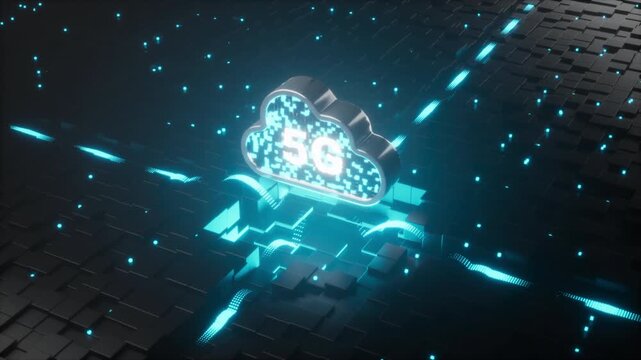 5G Network Connectivity and Cloud Data Transfer Technology Loop - Powered by Adobe