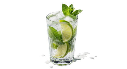 Refreshing Cocktail Mojito on transparent background