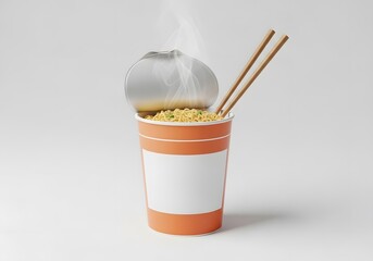 Steaming Cup of Instant Noodles with Chopsticks Ready to Enjoy a Quick and Delicious Meal