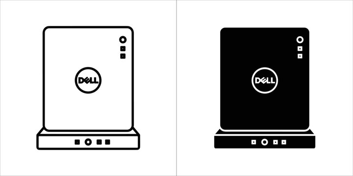 Outline and silhouette of a dell computer tower