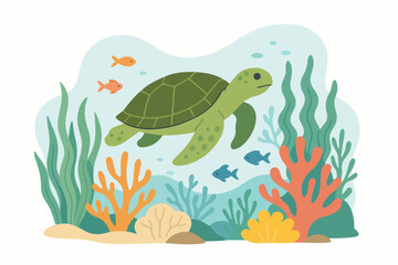 turtle on the sea vetor illustration