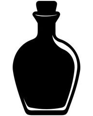 Silhouette of Five Different Bottle Designs Isolated on White Background