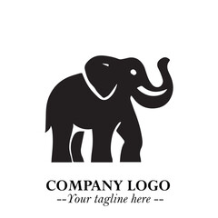 Majestic Elephant Logo Symbol in Black on White Background with Elegant Minimalist Modern Design