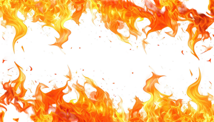 Fiery border on white, orange flames around a void